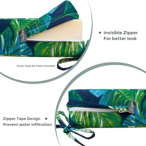 Magpie Fabrics Patio Bench Loveseat Cushion Covers (Replacement Cover only, No Insert!), Waterproof Fade Resistant Swing Cushion Slipcover with Ties(45x18x3 Inch, Green Lagoon Leaves) - color: A Green Lagoon Leaves, size: 45x18x3 Inch (1 Count)