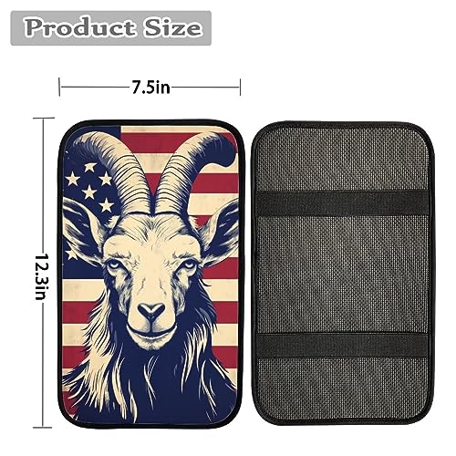 Car Center Console Pad, Universal Waterproof Car Armrest Seat Box Cover, Car Interior Accessories for Most Vehicle SUV Truck Vintage American Flag Goat Car Armrest Pad - color: vintage american flag goat