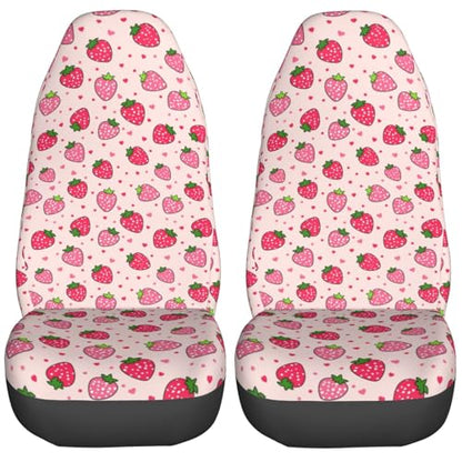 Dujiea Pink Strawberry 2 Pcs Universal Auto Seat Covers Front Seats Only, Vehicle Bucket Seat Protectors Fit for Most Car SUV Sedan and Truck - color: Strawberry