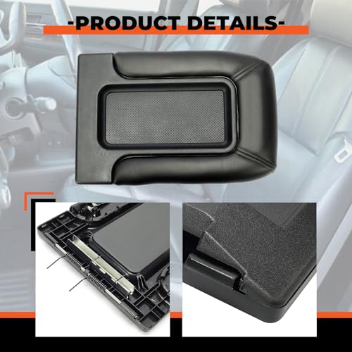 ECOTRIC Center Console Lid Compatible with 1999-2007 Chevy Silverado Tahoe Avalanche Suburban GMC Sierra Yukon Escalade Replacement for 19127364 19127365 19127366 Black
