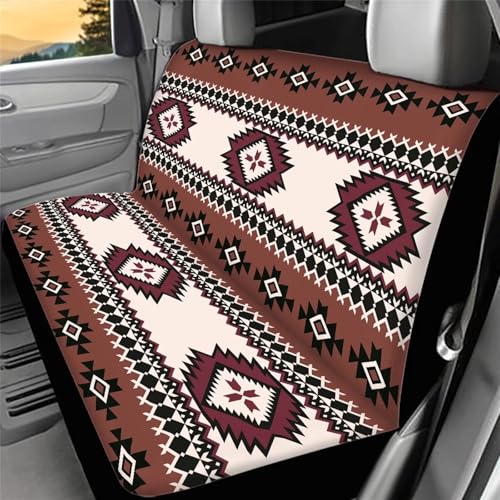 Aztec Rear Bench Seat Cover Western Car Accessories Universal Back Seat Cover for SUV Truck Split Stretchy Backrest Protector for Kids Car Interior - color: Aztec 2
