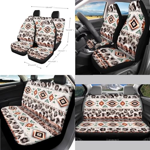 Wanyint 14 Pack Car Accessories, Universal Auto Seat Protector Steering Wheel Seatbelt Strap Pad Trash Can Armrest Pad Cup Holders Rearview Mirror Handbrake Cover Set, Aztec Navajo Leopard Print - color: Aztec Navajo Leopard Print