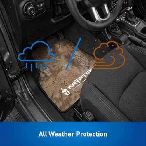 Coverking Universal Car Floor Mats Set of 2 (Front Driver and Passenger) Kryptek Highlander Camo - All-Weather Protection for Mud, Dirt, Rain, Spills, Non-Slip Backing, Fits Cars Trucks SUVs Jeeps - style: Kryptek Highlander