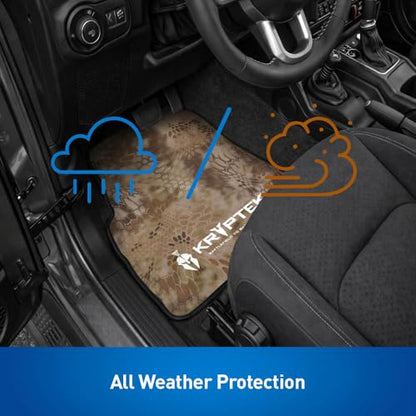 Coverking Universal Car Floor Mats Set of 2 (Front Driver and Passenger) Kryptek Highlander Camo - All-Weather Protection for Mud, Dirt, Rain, Spills, Non-Slip Backing, Fits Cars Trucks SUVs Jeeps - style: Kryptek Highlander