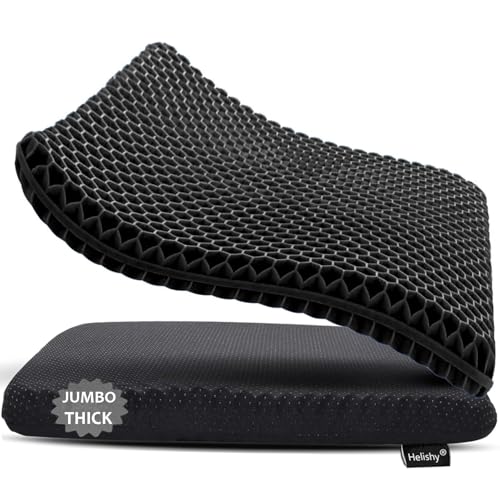 Gel Seat Cushion, Jumbo&Thick Gel Cushion Chair Pads with Non-Slip Cover for Home Office Car Seat Wheelchair, Soft Breathable Honeycomb Seat Pads for Relieve Hip Pain,Black 20x20x1.9inch - color: Black, size: Jumbo Thick: 20x20x1.9inch