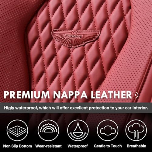 Coverado Red Seat Covers, Car Seat Covers Front Seats, Driver Car Seat Cover, Waterproof Car Seat Covers, Car Seat Cushion, Front Auto Seat Covers, Car Seat Protector Universal Fit Most Cars - color: Full-Red, size: FrontPair