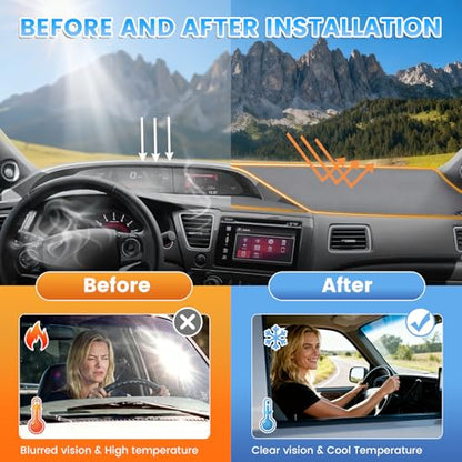 KUST Gray Dash Cover Compatible with Honda Civic 2012-2015 Dashboard Cover Accessories for Civic Non-Slip Polyester Dashboard Mat Custom Fit Center Console Sunshield Protector No Glare - size: Civic 12-15(Gray)