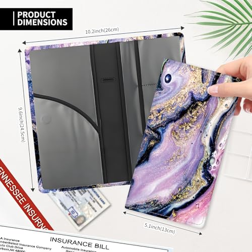 Leather Car Registration and Insurance Card Holder, Cute Car Accessories Vehicle Glove Box Car Organizer for Documents, Cards, License Blue Marble - color: Blue Marble