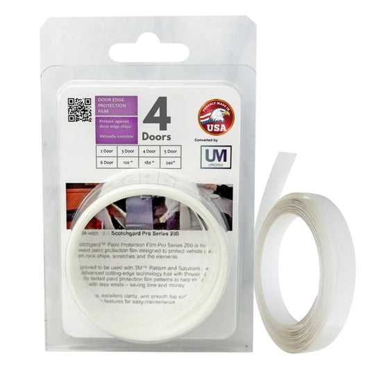 Door Edge Paint Protection Film, Car Door Handle Cup, Scotch Guard, Mini Knife, Squeege Cloth PPF Precut, Universal Fit, Protector, Upromax SelfHealing Scratch (Door Edge/Clear/4-Doors)