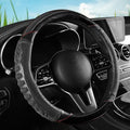 5D Honeycomb Black Car Steering Wheel Cover,14.5-15 Inch Universal Carbon Fibre Leather Covers Breathable Anti-Slip Odorless Steering Wheels Accessories for Men Women - color: 5D Honeycomb - Black
