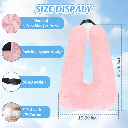 Travel Pillow, Car Pillow for Kids & Adults - Ergonomic Travel Pillows Sleeping Aid for Neck & Body Support, Car Travel Essentials Pillow on Road Trips-Pink - color: Pink