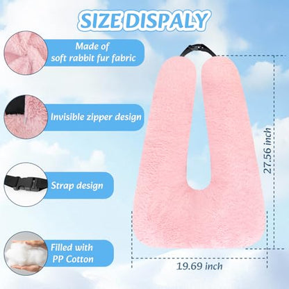Travel Pillow, Car Pillow for Kids & Adults - Ergonomic Travel Pillows Sleeping Aid for Neck & Body Support, Car Travel Essentials Pillow on Road Trips-Pink - color: Pink