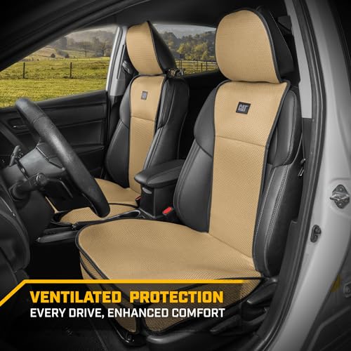 Caterpillar AeroMesh Car Seat Covers Cushions, Breathable Full Coverage Universal Front Seat Protectors Mesh Seat Cushions for Car Cushions, Fits Most Vehicles (2PC)