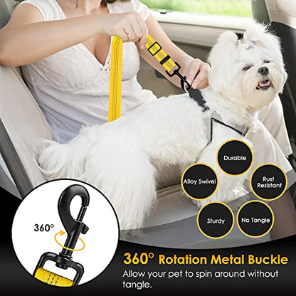 SlowTon Dog Harness, Adjustable Dog Seatbelt, 2 in 1 Latch Bar Attachment, Reflective Nylon Belt Tether, Yellow, 27.55in - color: Yellow