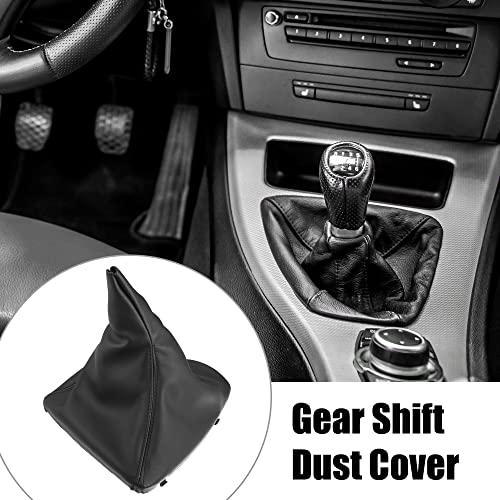 X AUTOHAUX Shift Boot Cover Gear Shift Knob Handbrake Gaiter Boot PU Leather for BMW E90 E91 E92 E93 3-Series 328i 335i for Manual Shifter