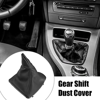 X AUTOHAUX Shift Boot Cover Gear Shift Knob Handbrake Gaiter Boot PU Leather for BMW E90 E91 E92 E93 3-Series 328i 335i for Manual Shifter
