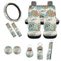 Bohemian Flower Dragonfly Car Seat Covers for Women Men，11pcs Dragonfly Auto Seat Covers for Front Back+ Steering Wheel Cover+Keychain+Cup Coaster+Lipstick Holder Keychain for Most Cars - color: Bohemian Flower Dragonfly