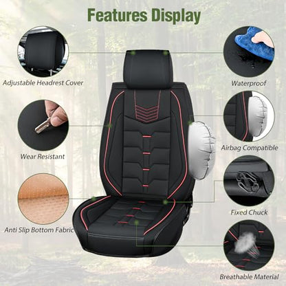 Nilight Car Seat Covers Compatible with 2005-2024 Tacoma Waterproof Wear-Resistant Faux Leather Anti Slip Cushion Set (2 PCS Front Seats Cover) - color: Front Sets 2 Seat, style: Toyota Tacoma 2005-2024