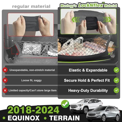 Truck Bed Cargo Net Trunk Netting Compatible with 2018-2024 Chevy Equinox | GMC Terrain Accessories, Pickup Cargo Organizer SUV Sedan Storage Net w/Heavy Duty Carabiners - style: 2018-2024 Equinox & Terrain