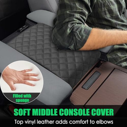 Center Console Cover for Toyota Sienna 2021-2025 2026 - Premium PU Leather Armrest Pad with Extra Padding, Scratch-Resistant & Stylish for Sienna 2021-2024 2025 2026 Interior Accessories - size: 2) 21-26 |Sienna| Cool Box Cover,+Thick Size