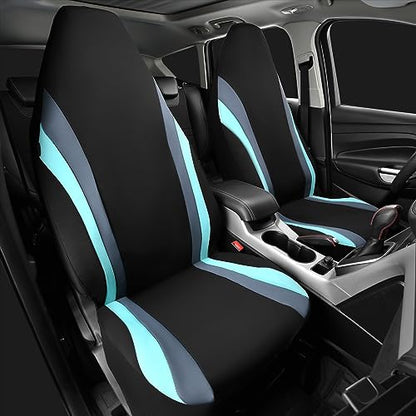 CAR PASS AquaShield Neoprene Waterproof Car Seat Covers Front Seats Only, High Back Bucket Seat Covers,Airbag Compatible,Seat Covers for Women Girl, Universal Fit for Auto Truck Van SUV (Black Mint)