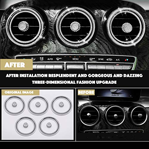 PGONE 15pcs Bling Crystal Rhinestone Accessories Interior Decorations Inner Air Vent Condition Front Cover for Mercedes Benz W205 C GLC Class X253 C253 (C-Front Air Vent)