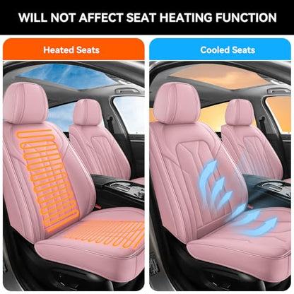 Car Seat Covers Full Set,5 Seat Leather Seat Covers for Cars,Pink Front Seats and Back Seat Cover,Waterproof Car Seat Cushion Protectors,Universal Fit for Most Cars SUV Trucks - color: Pink