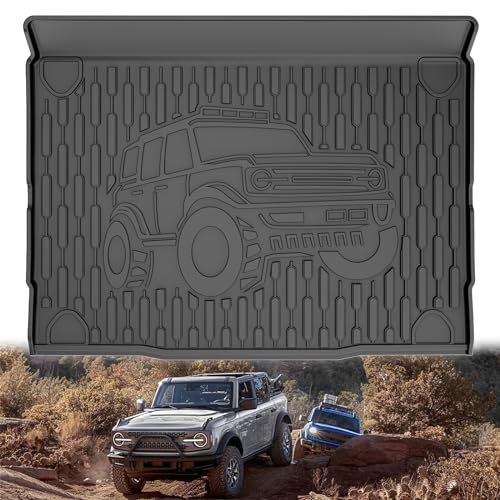 TTX LIGHTING Bronco 4-Door Cargo Liner - Custom Fit Trunk Mats for Ford Bronco 2021-2026 4 Door Cargo Mat All Weather Cargo Tray Black