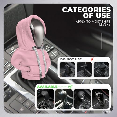 Gear Shift Hoodie, Gear Shift Cover, Fashionable Hoodie Automotive Gear Shift Knob Protector, Car Accessories Mini Sweater Gear Shift Knob Cover for Car Gear Shift Levers (Pink) - color: Pink