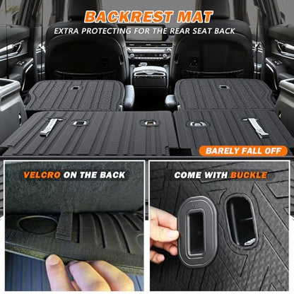 KUST Cargo Mat for 2020-2025 Kia Telluride 7 Seats, Rubber Rear Trunk Liner with 2nd/3rd Row Backrest Kick Mat for Telluride Accessories High Edge Cover All Weather Protection - style: Telluride 2020-2025 │ Trunk + Backrest Mat