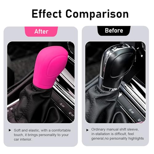 2 PCS Car Gear Shift Cover, Soft Silicone Anti-slip, Open Design, Universal for Most Cars, Trucks, SUVs (Pink)