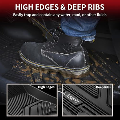 LASFIT Floor Mats for Ram 1500 2019-2024 Crew Cab and Quad Cab Front, Bucket Seat, All Weather TPE Custom Fit Car Mats Truck Front Liners 1st Row Only, Black - style: 1) 1500 | 2019-2024 | Crew Cab Front Floor Mats