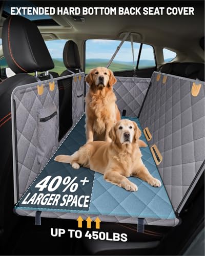 Dog Car Seat Cover for Back Seat, Waterproof Dog Seat Cover for Back Seat, Hard Bottom Back Seat Pet Cover for Dogs, Large-Space Hammock for Car Truck SUV, Pet Seat Cover Holds 450lbs(Grey) - color: Grey, size: L - For Compact & Mid-size Sedans, SUVs and