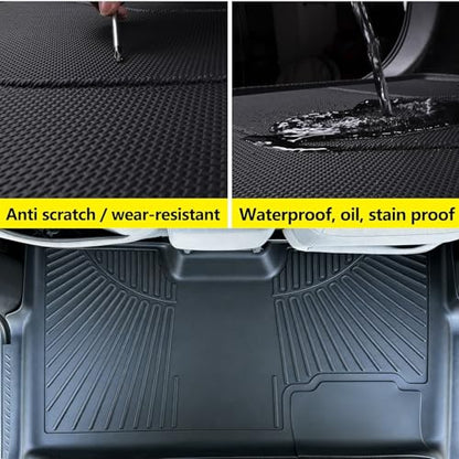 Floor mat for 2010-2013 2014 Ford F-150 SuperCrew/Crew Cab with Bucket Seat，Custom Fit TPE Front and Rear Row F150 Accessories Car Mats-Black - size: For 2010-2014 F-150 floor mat