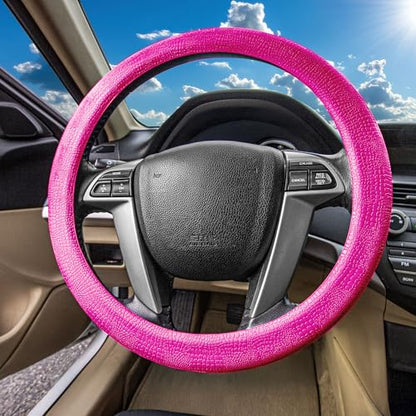 FH Group Universal Fit Silicone Snake Pattern with Massaging Grip Steering Wheel Cover fits most Cars, SUVs, Trucks, and Vans Hot Pink - color: Hot Pink