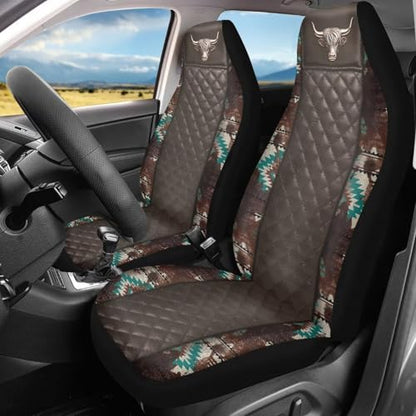 Howilath Bull Print Car Seat Cover Set of 2 Elastic Interior Accessories Front Bucket Seat Covers Fit SUV Sedan Truck, Easy to Install - color: Bull Print