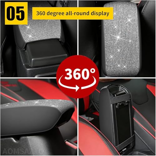 AOMSAZTO Bling Crystal Diamond Console Covers for 2015-2019 Hyundai Sonata Middle Leather Armres Covers - color: Bling color
