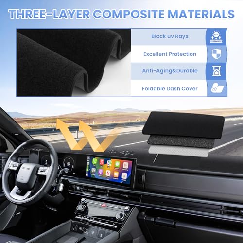 Sunsdrew Custom Fit Dash Cover for Hyundai Santa Fe 2024-2026 Dashboard Cover Mat for Santa Fe Accessories Sunshade Nonslip Mesh Protector No Glare - size: 2024+ Santa Fe Dash Cover