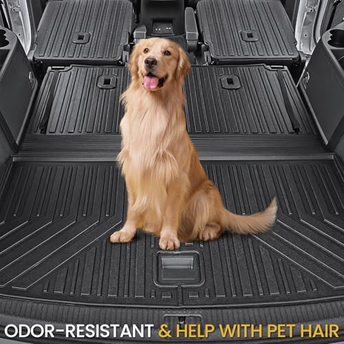 Cargo Mat with Backrest Mats for Volkswagen VW Atlas 6/7 Seats 2018-2025 2026 Car Mat Accessories(Not Fit Cross Sport), All Weather TPE Trunk Cargo Liner(Cargo Mat with Backrest Mats)
