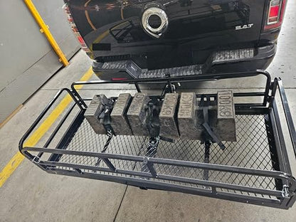 60" x 24" x 13" Hitch Cargo Carrier, 600 Lbs Heavy Duty Folding Luggage Rack for SUV & Truck, Steel Mesh Cargo Carrier Hitch Mount Fits 2" Receiver，with 57x22x13 Waterproof Bag - color: 60x24x13 inch with Bag