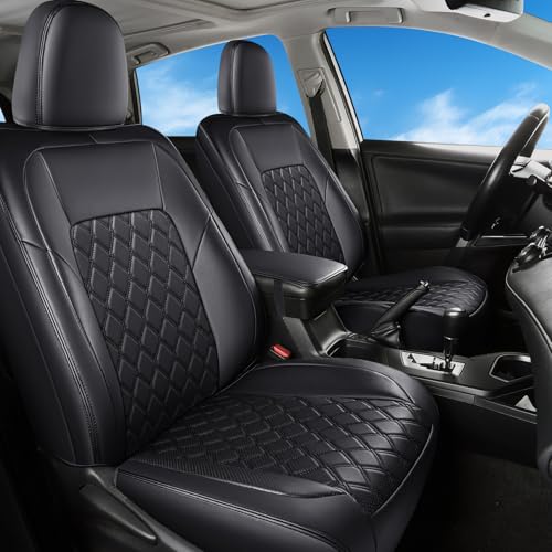 Huidasource Car Seat Covers Fit for Toyota RAV4, Full Coverage Waterproof Leather Seat Cushion Covers Full Set Fit for 2013-2018 Toyota Rav4 XLE LE XLE Premium Limited (Not for Hybrid, Black)