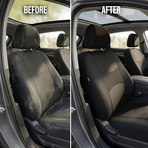 FH Group Car Seat Covers Front Set in Cloth - Car Seat Covers for Low Back Car Seats with Removable Headrest,Universal Fit,Automotive SeatCovers,Washable Car SeatCover for SUV,Sedan,Van Black - color: Black, style: Seat Cover Front Set