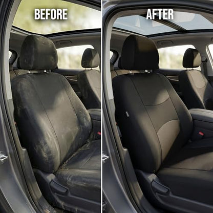 FH Group Car Seat Covers Full Set Cloth - Universal Fit Automotive Seat Covers, Low Back Front Seat Covers, Solid Back Seat Cover, Washable Car Seat Cover For SUV, Sedan And Van Black - color: Black, style: Seat Cover Full Set