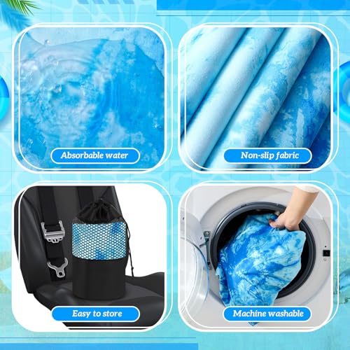 Hahafelt 2 Pack Car Seat Towel Covers with Storage Bag, 63 x 32 Inch Universal Non Slip Waterproof Sweat Protector for Car Truck, Gym Swimming Running, Machine Washable (Blue Tie Dye) - style: Blue Tie Dye