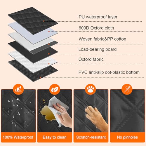 Back Seat Extender for Dogs, Hard Bottom Dog Car Seat Cover for Backseat Support 400lbs, Waterproof Pet Hammock with Mesh Window for SUVs, Cars & Small Trucks