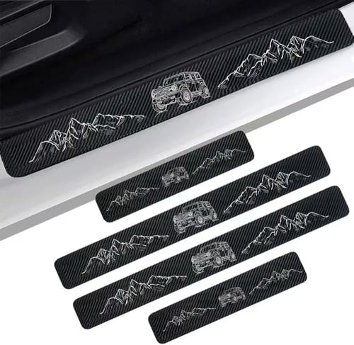 4PCS Carbon Fiber Door Sill Protectors Front/Rear Anti-Scratch Entry Guard fit for Ford Bronco - color: door-01