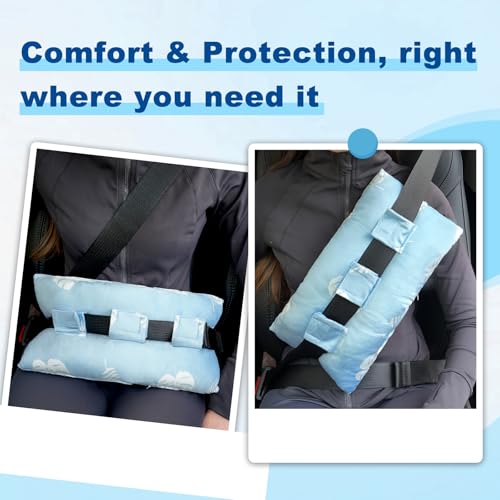 supregear Abdominal Seatbelt Pillow, Soft Smooth Cover Seatbelt Cushion with Hot/Cold Pack Pocket for Gentle Comfort and Pressure Relief During Travel or Recovery (Blue Monstera Pattern) - color: Blue Monstera Pattern (Smooth Cover)
