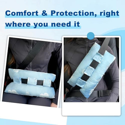 supregear Abdominal Seatbelt Pillow, Soft Smooth Cover Seatbelt Cushion with Hot/Cold Pack Pocket for Gentle Comfort and Pressure Relief During Travel or Recovery (Blue Monstera Pattern) - color: Blue Monstera Pattern (Smooth Cover)