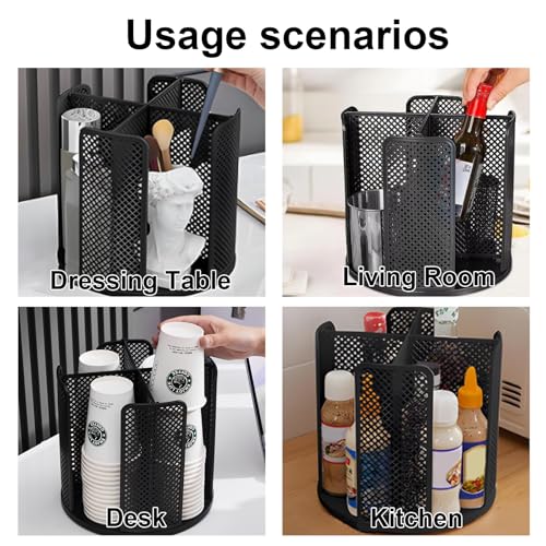 Coffee Cup Dispenser,360°Rotating Paper Cup Dispenser,Cup Holder with 4 Compartments Removable,Cup Dispenser Countertop,Disposable Paper & Plastic Cups,for Restaurant,Coffee Station,Bar,Office - color: Black