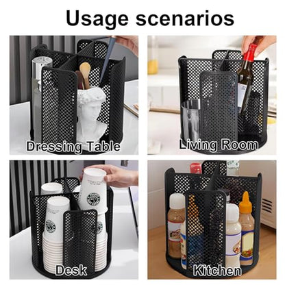 Coffee Cup Dispenser,360°Rotating Paper Cup Dispenser,Cup Holder with 4 Compartments Removable,Cup Dispenser Countertop,Disposable Paper & Plastic Cups,for Restaurant,Coffee Station,Bar,Office - color: Black